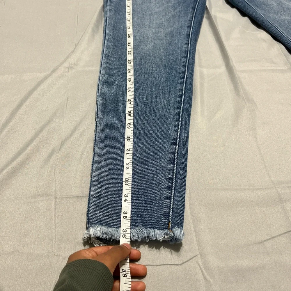 Disclosure Distressed Skinny‎ Jeans 11/30 High Rise Raw Hem Stretch Denim Blue